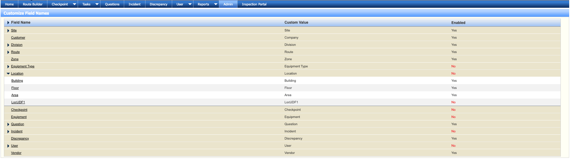 Customize Field Names
